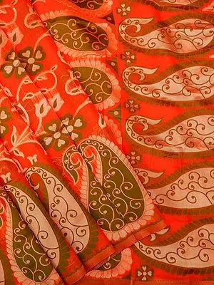 Cotton Silk Banarasi Saree with Contrast Zari Kalka-Meena Butta Pattern and Bail Motif