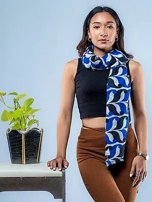 Multicolor Abstract Print Pure Pashmina Stole from Nepal