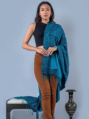 Pashmina Silk Shawl From Nepal With All-Over Abstract Motif