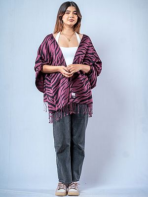 Pashmina Silk Stole From Nepal With Zebra Pattern Print
