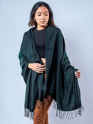 Green-Scarab Pashmina Silk Chakra Motif Tie-Die Shawl from Nepal