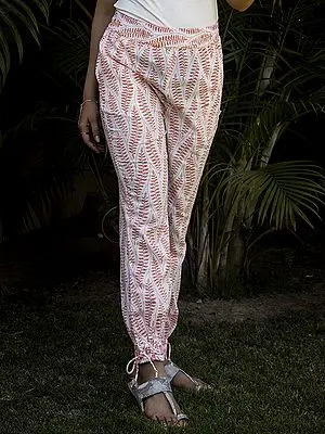 Cotton Leaf Printed Harem Style Pant with Side Pockets