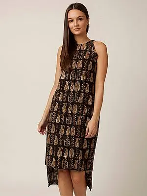 French-Roast Hi-Low Style Kurta With Dabu Paisley Print
