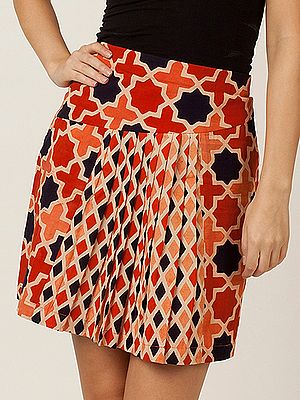 Cotton Knife Pleated Style Printed Skirt