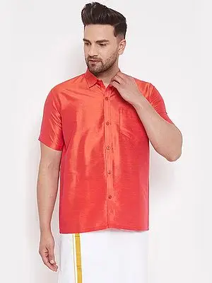 Ethnic South Indian Silk Blend Half Sleeves Shirt