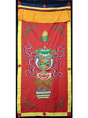The Auspicious Symbols of Buddhism (Tibetan Altar Curtain)