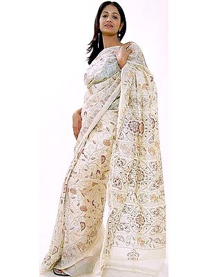 Tussar Silk Sari with Kantha Stitch