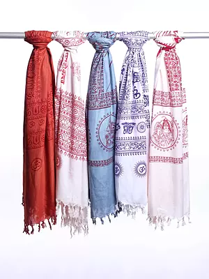 Lot of Five Sanatan Dharma Prayer Shawls