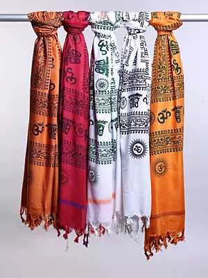 Lot of Five Hindu Prayer Shawls