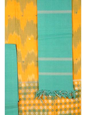 Yellow and Green South Cotton Suit