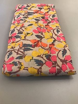 Multicolor Floral Jaal Pattern Hand Screen Printed Viscose Muslin Silk Fabric