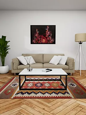 Floor Carpet With Multiple Color Wool And Jute