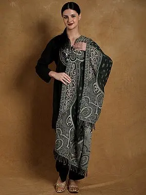 Cutwork Jamawar Stole with Woven Paisleys and Bootis