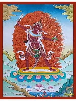 Ekajati the Protector of the Dzogchen Teachings (Brocadeless Thangka)
