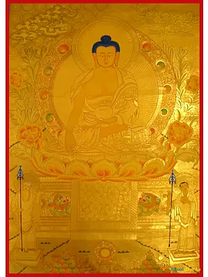 Big Golden Shakyamuni Buddha (Brocadeless Thangka)