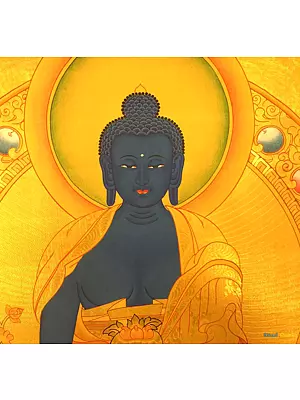 Bhaisajya Guru or Menhla in Tibetan (Brocadeless Thangka)