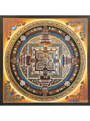 Kalachakra Mandala Palace with 24k Gold Work (Brocadeless Thangka)