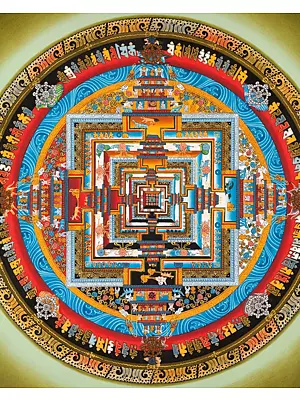 Kalachakra Mandala the Palace of Purity  with 24k gold work (Brocadeless Thangka)