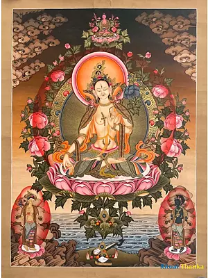 White Tara Thangka (Brocadeless Thangka)