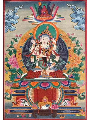 Shakti Bajrasattva yab yum Thangka (Brocadeless Thangka)