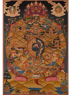 Earthly Toned Wheel Of Life (Brocadeless Thangka)