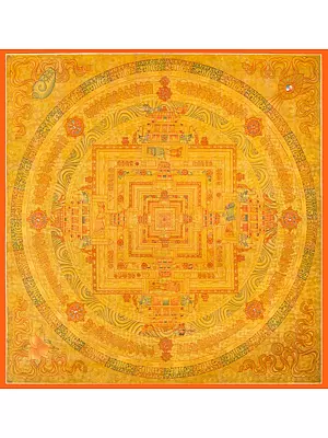 Golden Kalachakra mandala (Brocadeless Thangka)