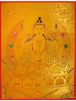 Chengrezig Thangka (Brocadeless Thangka)