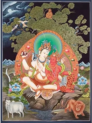 Mahadev Parvati, Newari thangka (Brocadeless Thangka)