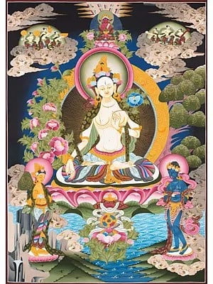 Goddess White Tara Thangka (Brocadeless Thangka)