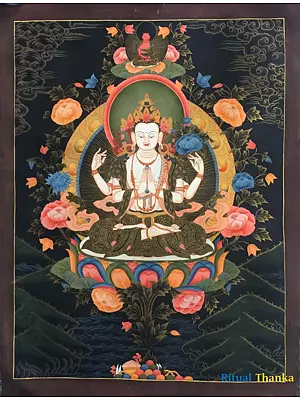 Chengrezig Thangka (Brocadeless Thangka)