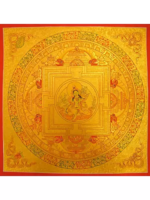 Goddess Green Tara Mandala Thangka (Brocadeless Thangka)