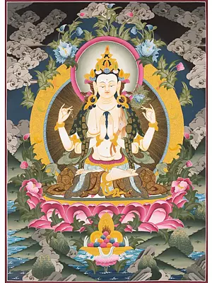 Goddess Avalokiteshvara | Chenrezig  Thangka (Brocadeless Thangka)