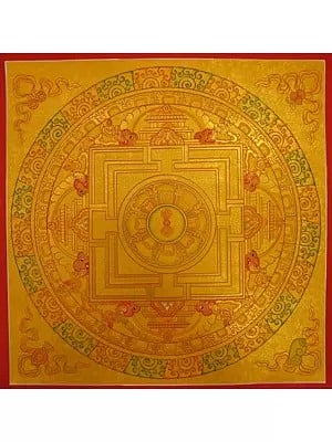 Golden Round Mandala (Brocadeless Thangka)