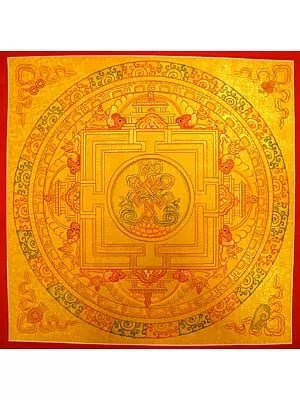 Auspicious Symbol Mandala Thangka (Brocadeless Thangka)