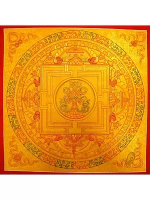 Auspicious Symbol Mandala Thangka (Brocadeless Thangka)