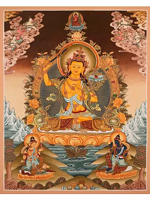 Goddess Manjushree Thangka (Brocadeless Thangka)