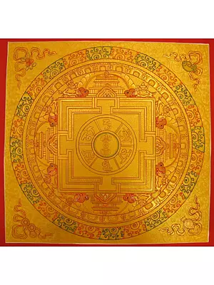 Golden Round Mandala (Brocadeless Thangka)
