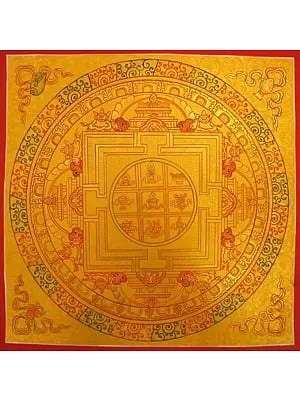 Auspicious Symbol Mandala Thangka (Brocadeless Thangka)