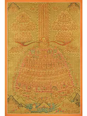 Golden Tsogksing Gelug Thangka (Brocadeless Thangka)