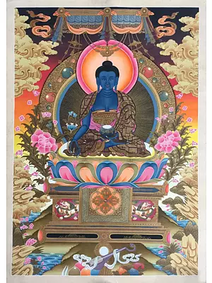 Medicine Buddha Thangka (Brocadeless Thangka)