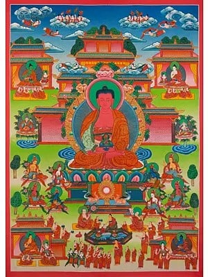 Amitabha Buddha Pure Land (Brocadeless Thangka)