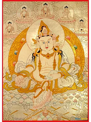 Gold and Silver Dzambala Thangka (Brocadeless Thangka)