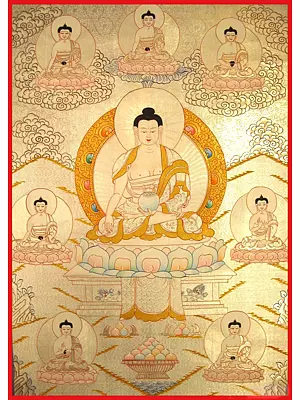 Shakyamuni Buddha in Pure Silver (Brocadeless Thangka)