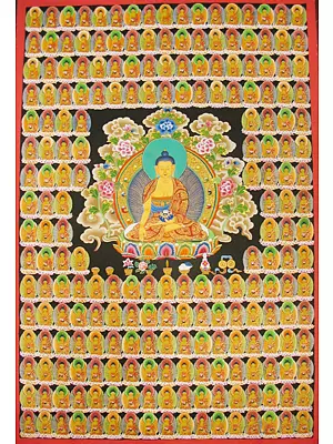 108 Shakyamuni Buddha Thangka (Brocadeless Thangka)