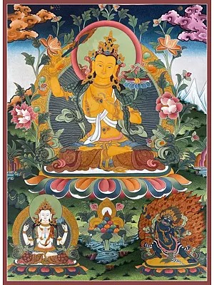 Goddess Manjushree Thangka (Brocadeless Thangka)