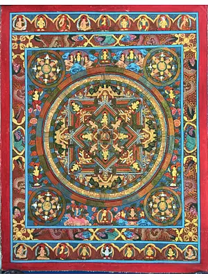 Five Mandalas Thangka (Brocadeless Thangka)