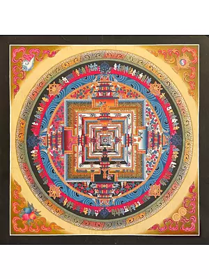 Fine Quality Kalachakra Mandala the Palace of Purity  with 24k Gold Work (Brocadeless Thangka)