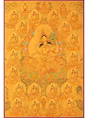 21 Green Tara Thangka with Full 24K Gold (Brocadeless Thangka)