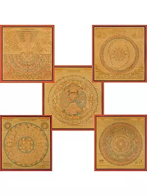 Golden Cosmic Mandala set (Brocadeless Thangka)