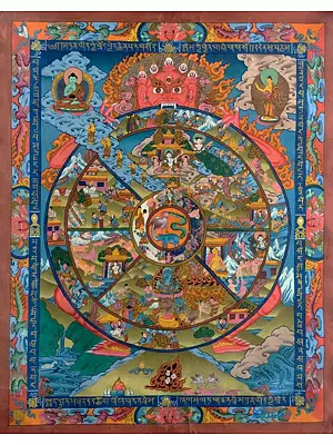 Wheel of Life Thangka (Brocadeless Thangka)